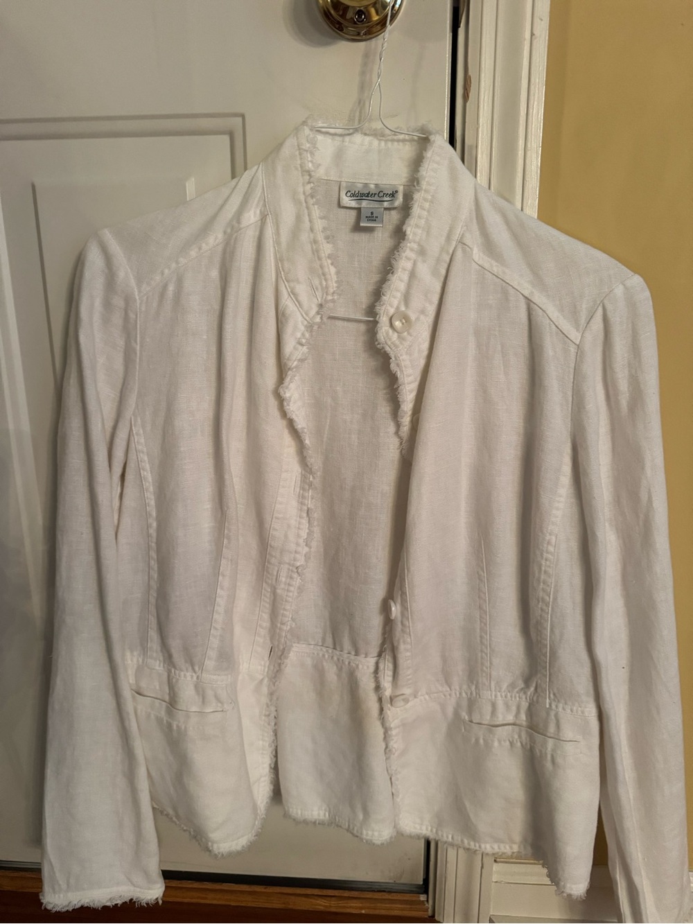 Coldwater Creek 100% Linen Frayed-Collar Shirt Jacket